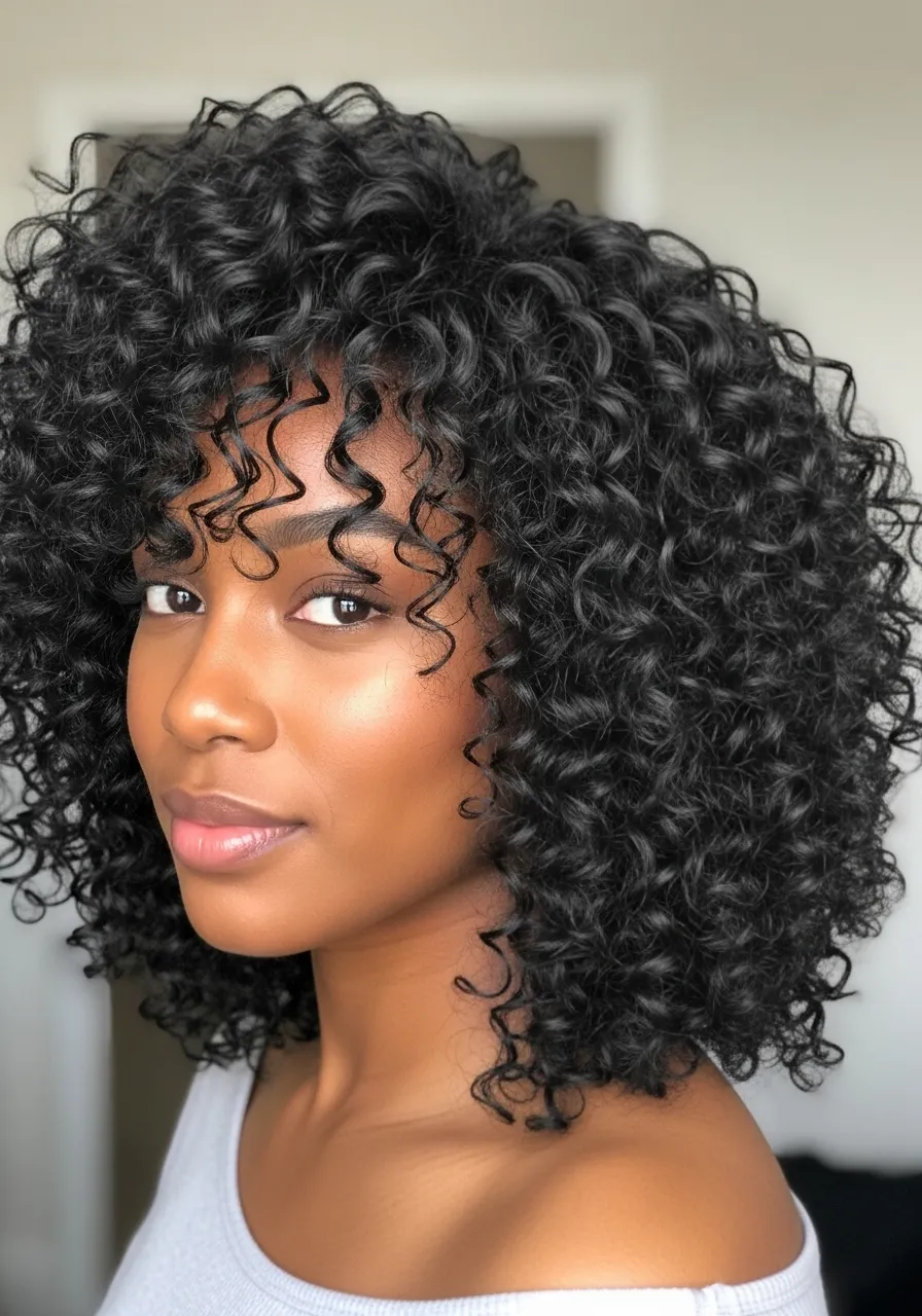 Curly afro with defined curls and natural volume