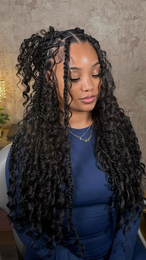 Long braided twists with curly extensions