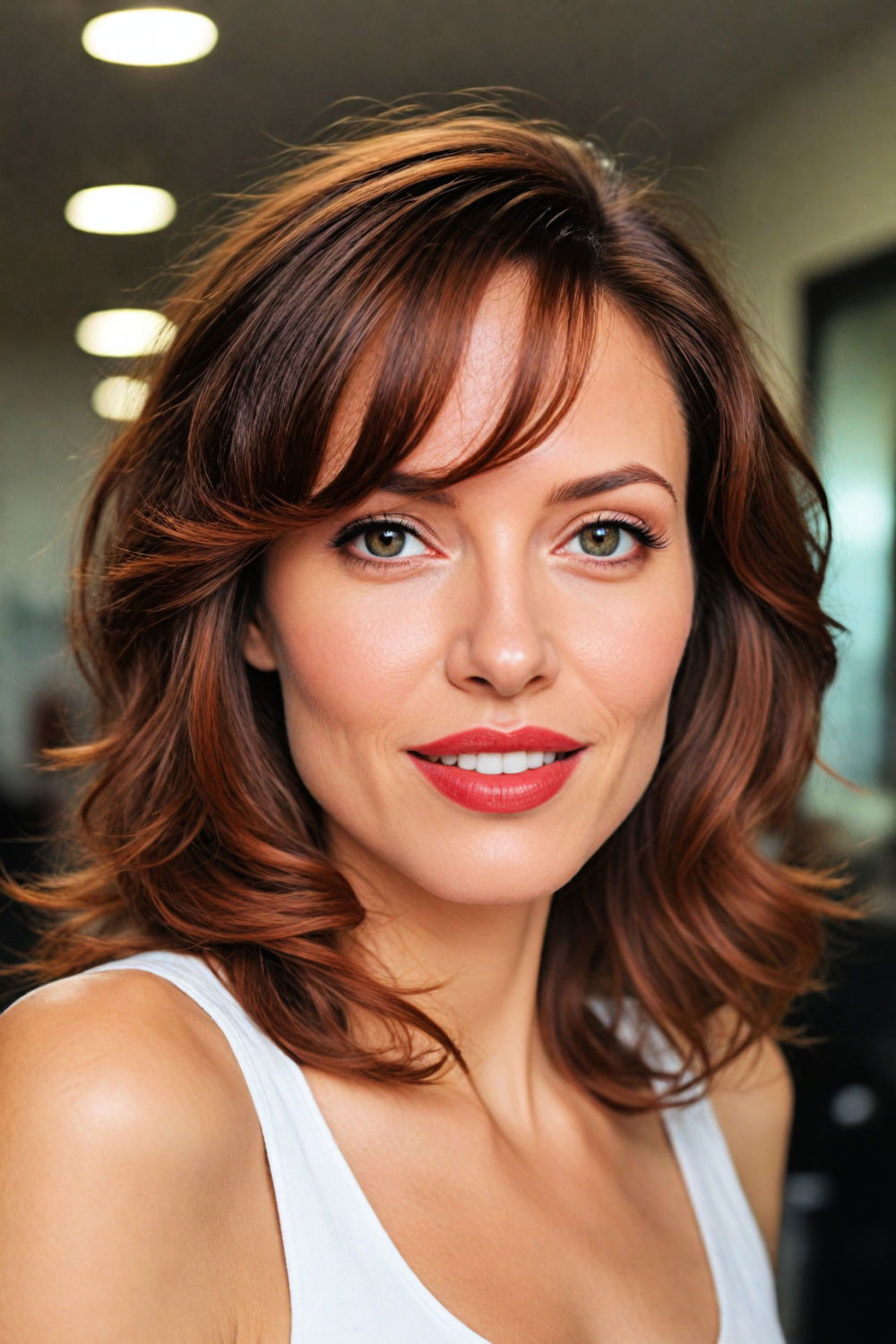 Layered bob with bangs for sophisticated flair