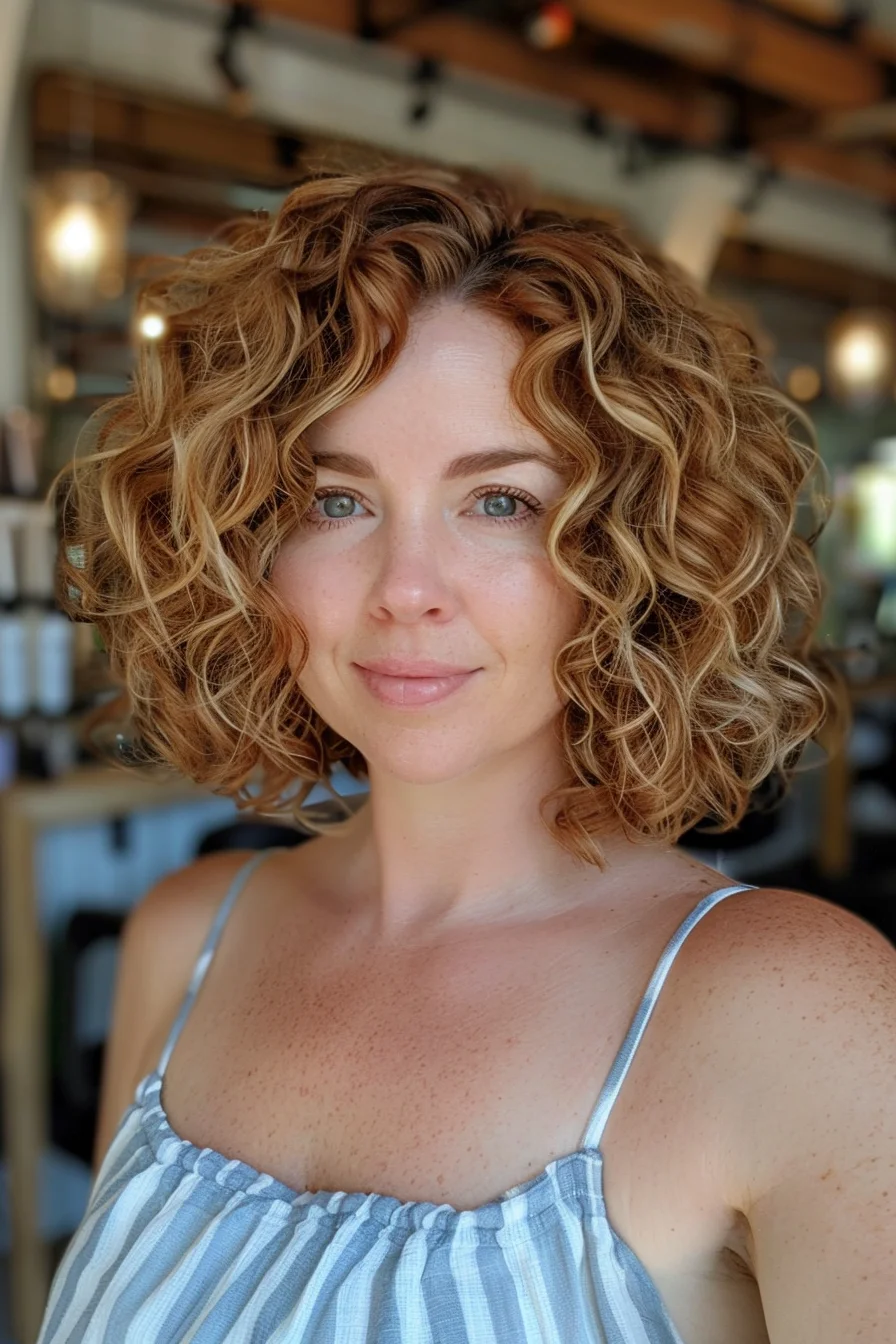 Defined curls with warm highlights for depth