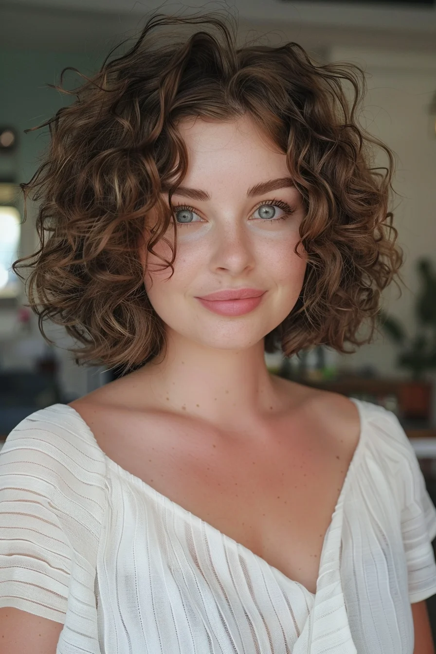 Curly bob with defined waves for structured elegance