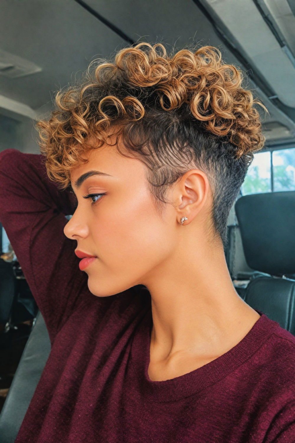 Curly undercut with a defined top for a bold statement