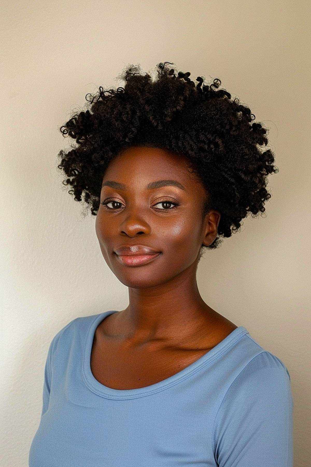 Natural textured afro with volume and shape