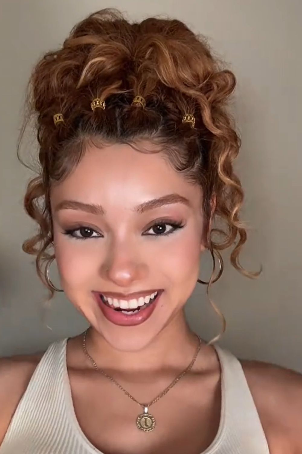 High curly updo with playful texture