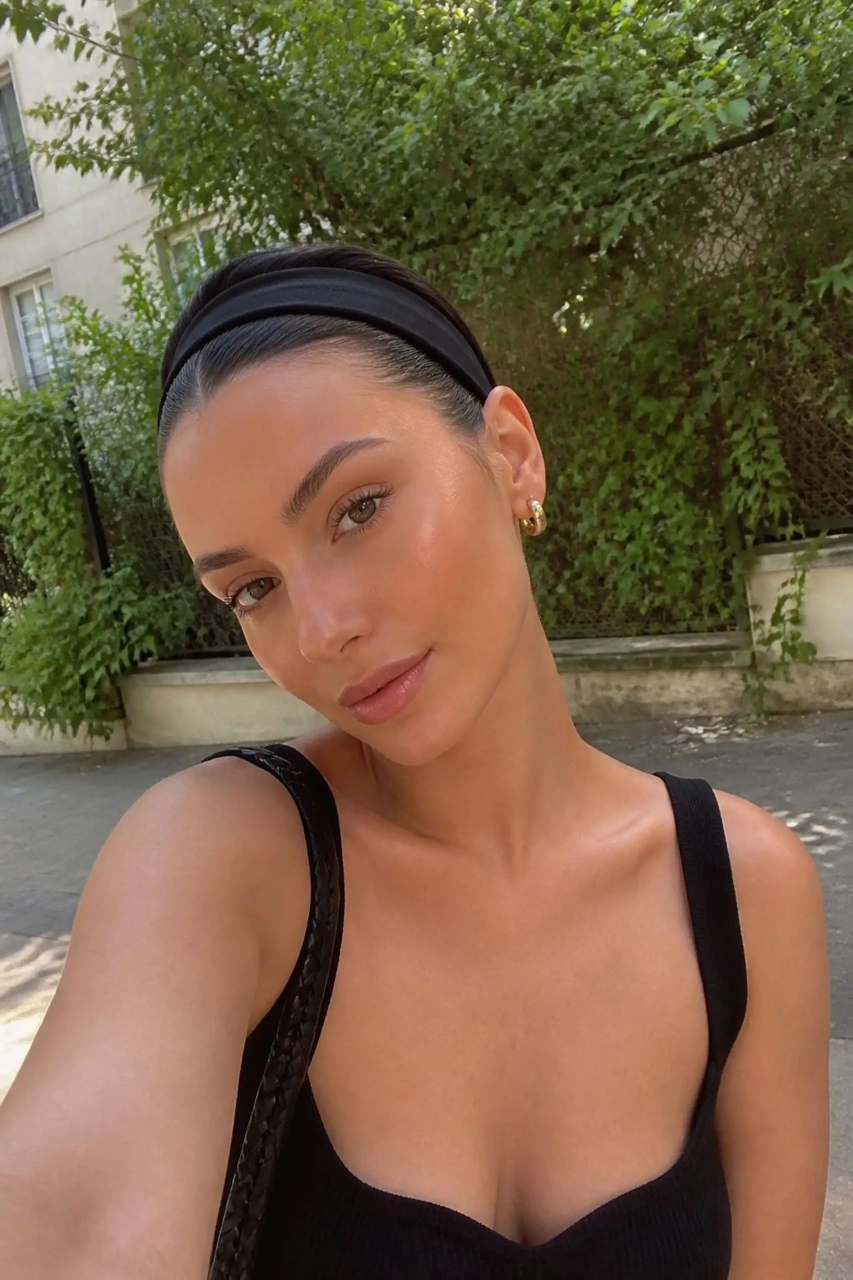 Sleek hairstyle with headband