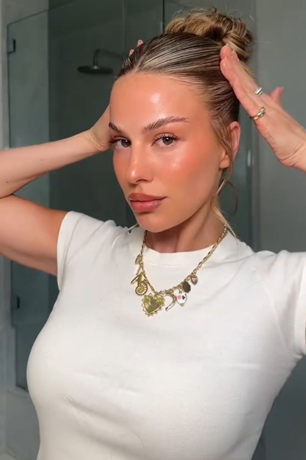 Casual top knot bun hairstyle