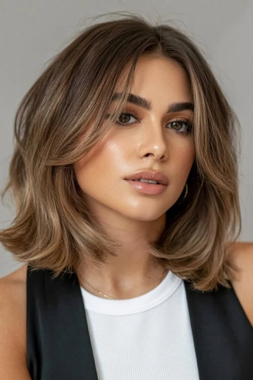 Layered bob with curtain bangs
