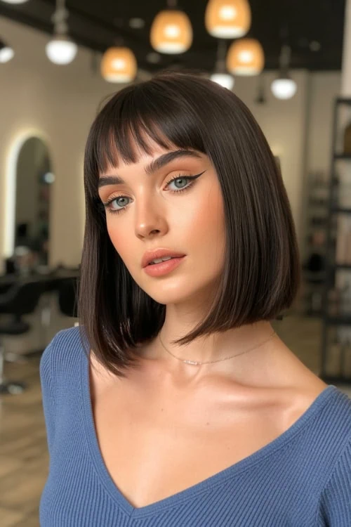 Blunt bob with soft bangs