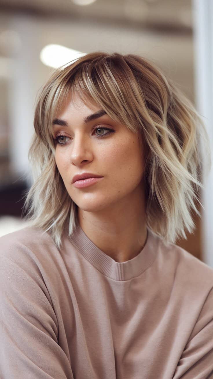 Textured shag with blonde highlights
