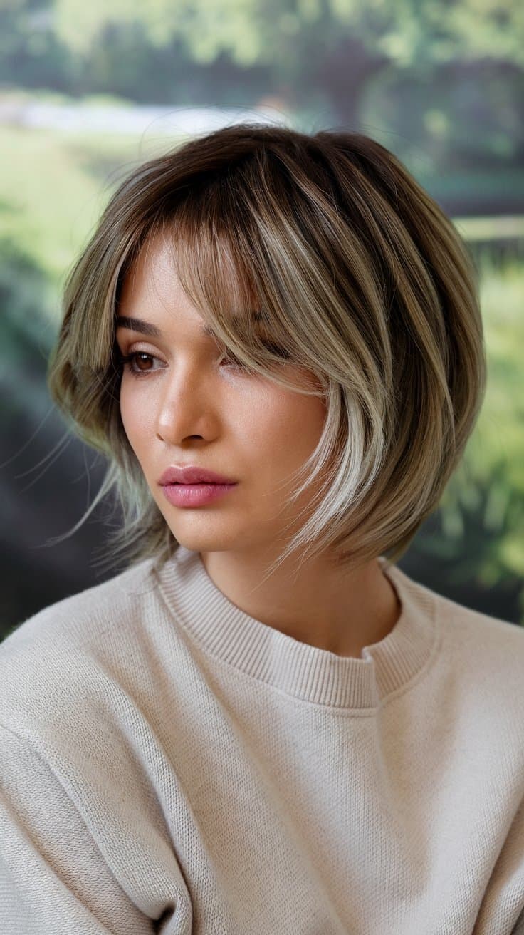 Chic bob with curtain bangs