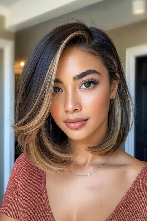 Chic bob with balayage highlights