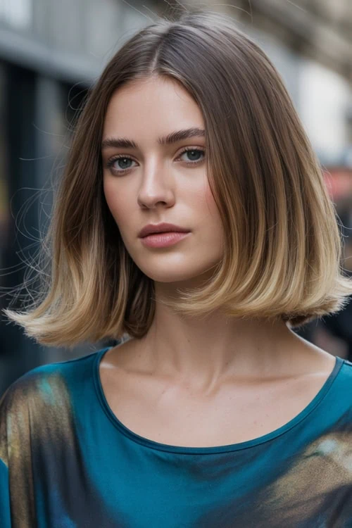 Sleek blunt bob with ombre finish