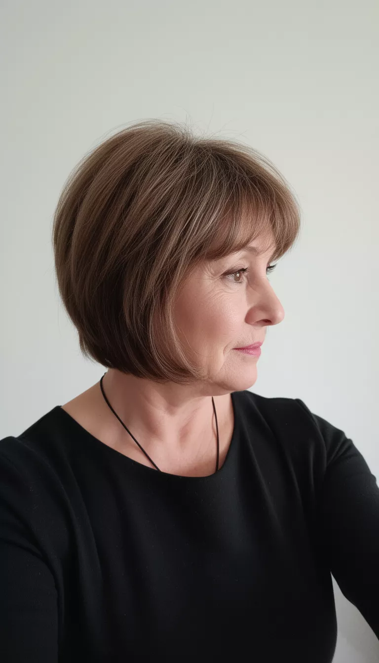 Classic bob with subtle layers for older women