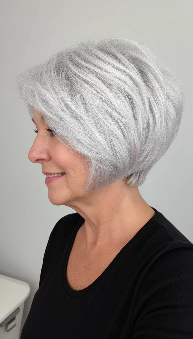 Elegant layered bob with volume