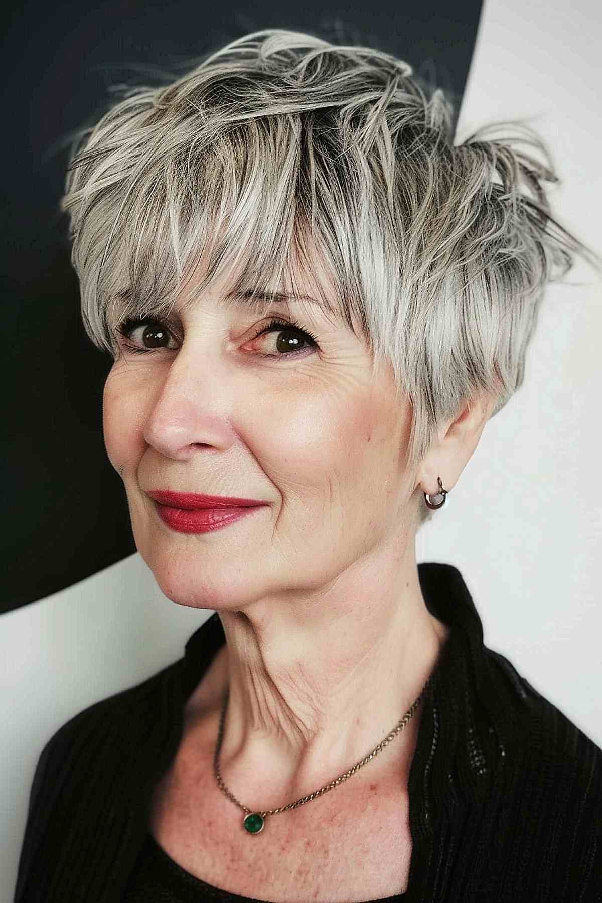 Edgy textured pixie with defined layers