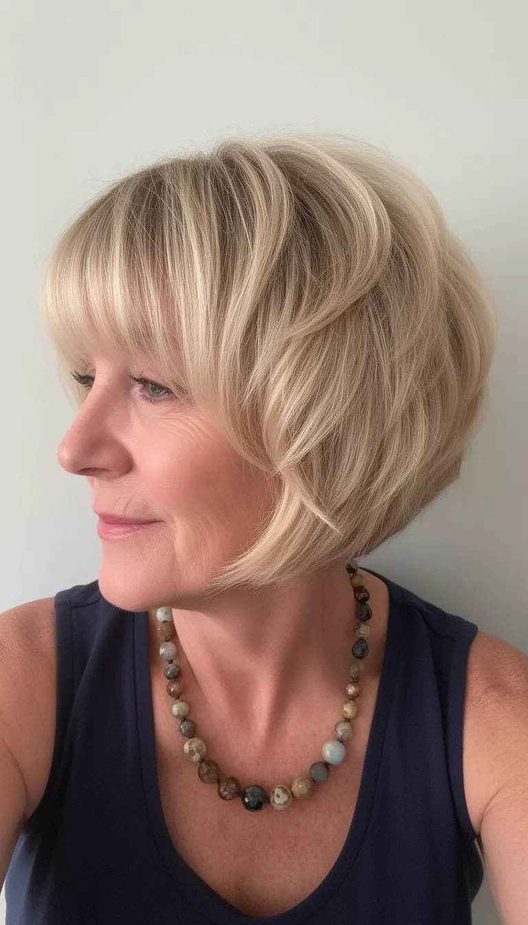 Blonde bob with layers and volume