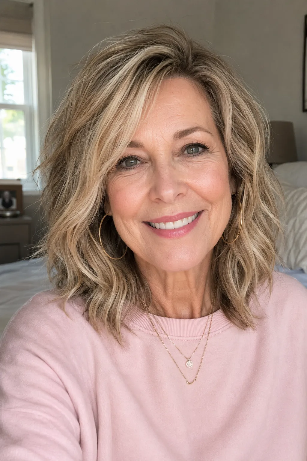 Beachy wavy lob with highlights