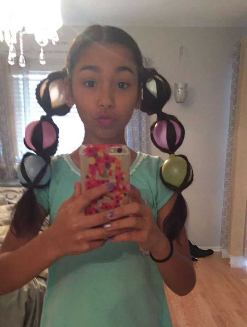 Colorful bubble ponytails for Halloween
