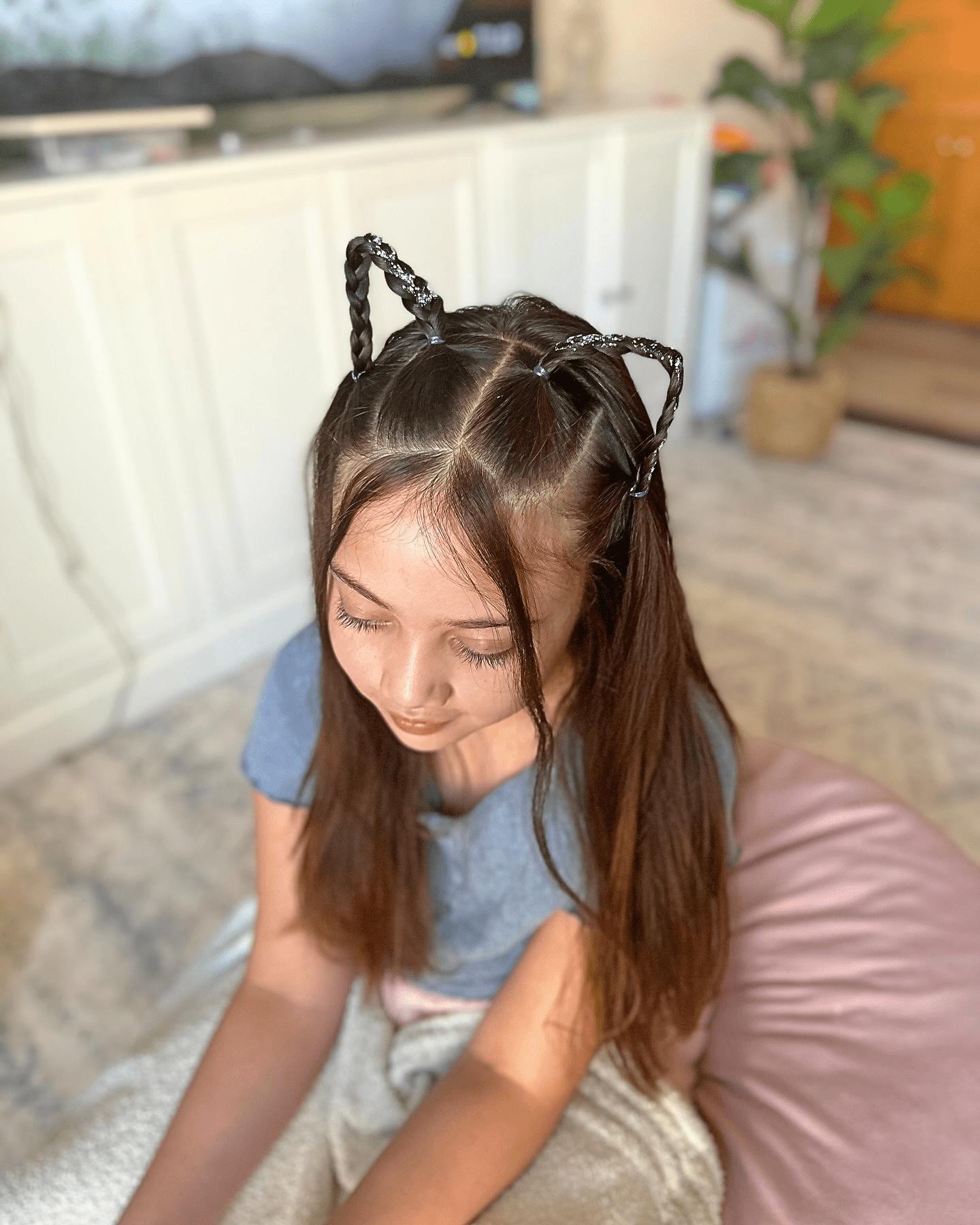 Cat ear braids for a playful look