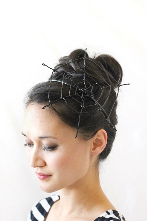 Sophisticated spider web bun for Halloween