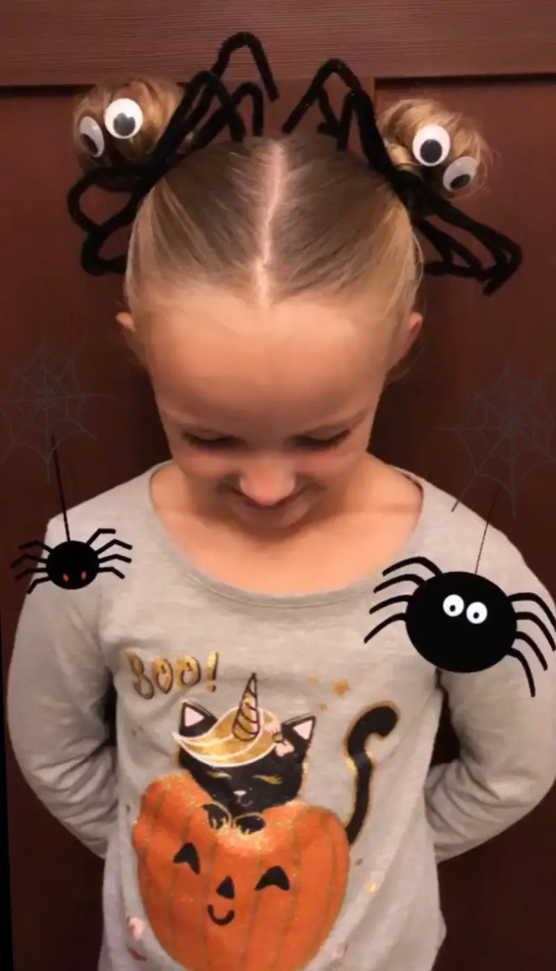 Cute spider buns hairstyle for children