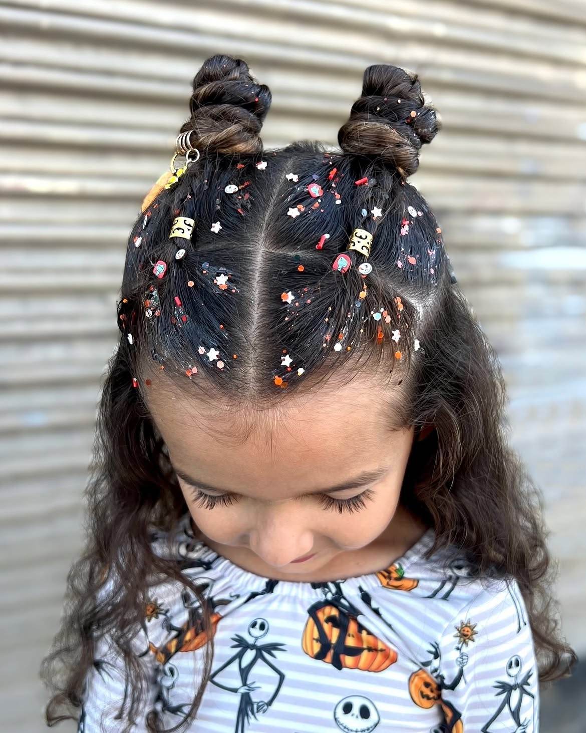 Fun space buns with colorful sprinkles