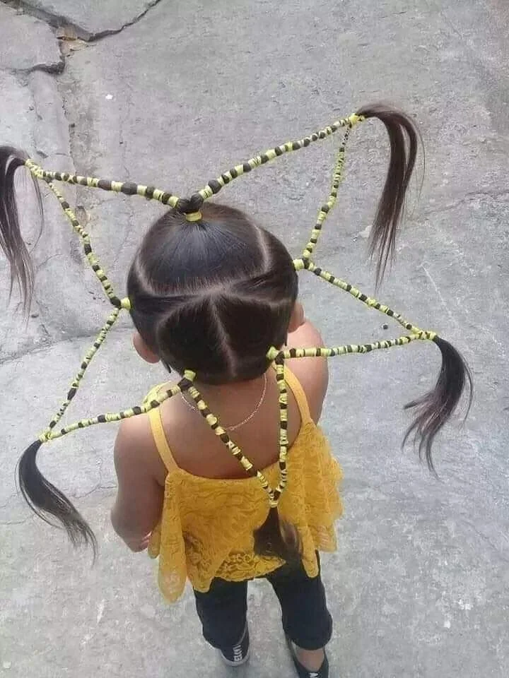 Creative spider web pigtails for kids