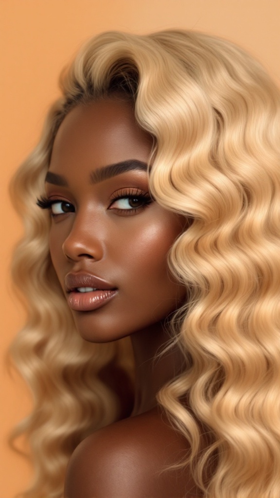 Classic waves with honey blonde color