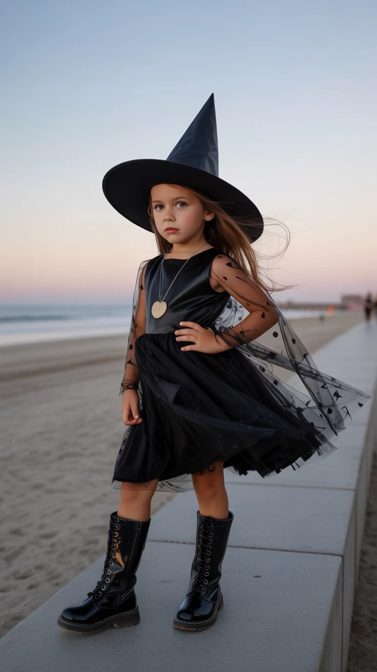 Classic witch costume, elegant and magical
