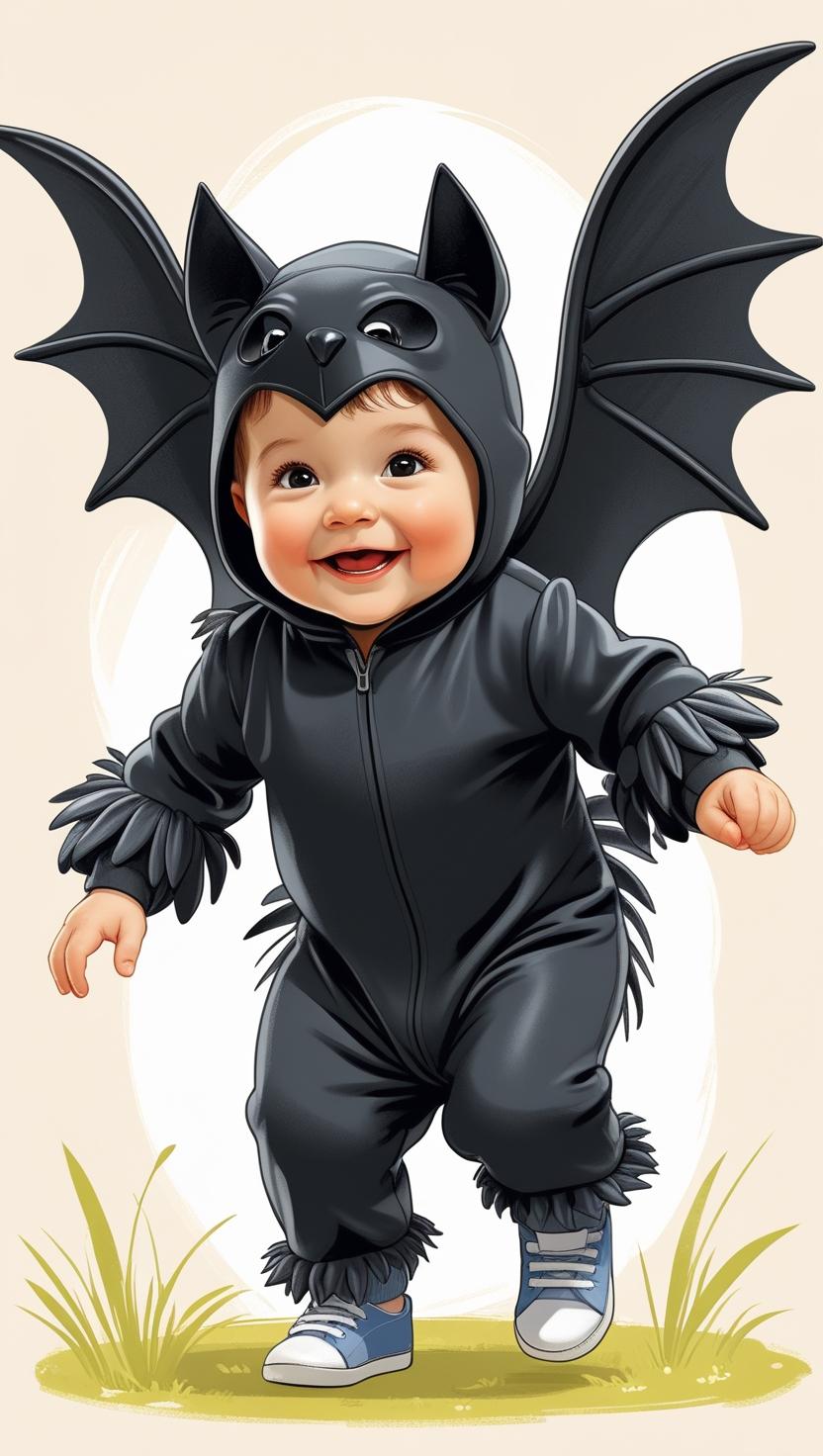 Cute bat costume, cozy one-piece design