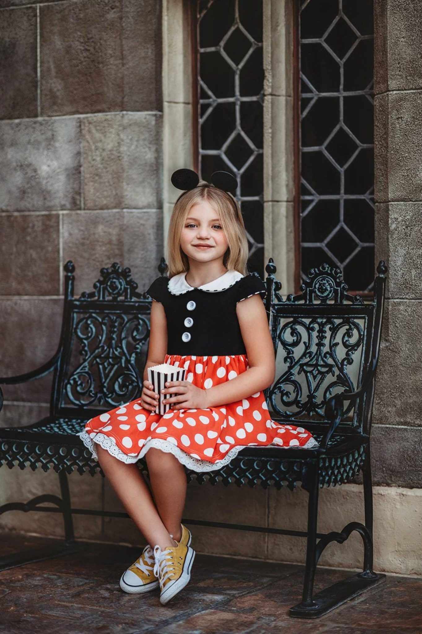 Classic Minnie Mouse costume, polka dots and ears