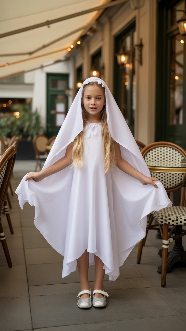 Charming ghost costume, flowing white dress