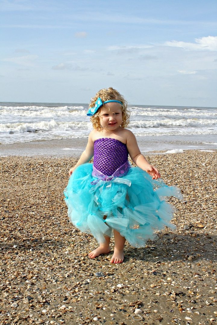 Mermaid costume, vibrant blue tulle skirt