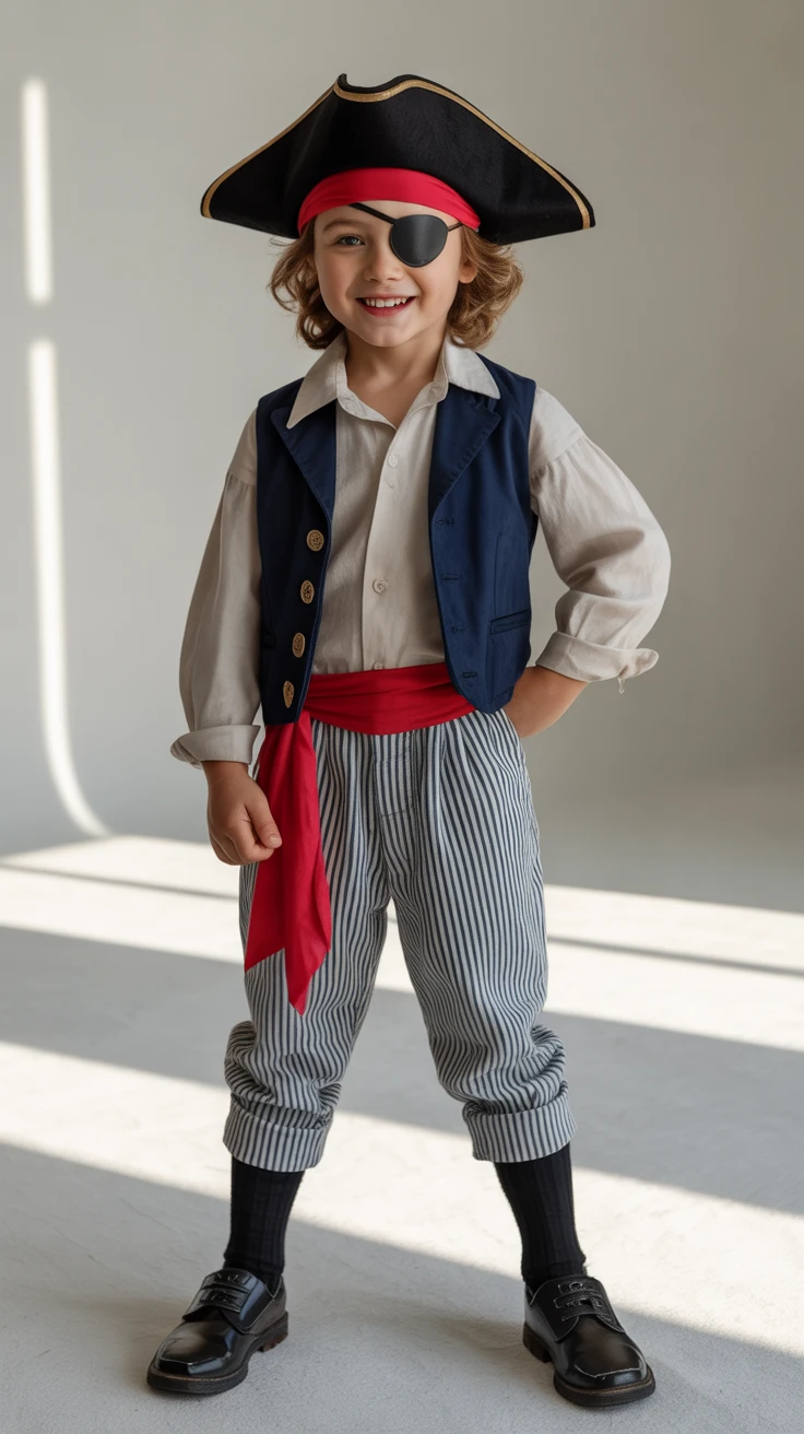 Pirate costume, striped pants and vest