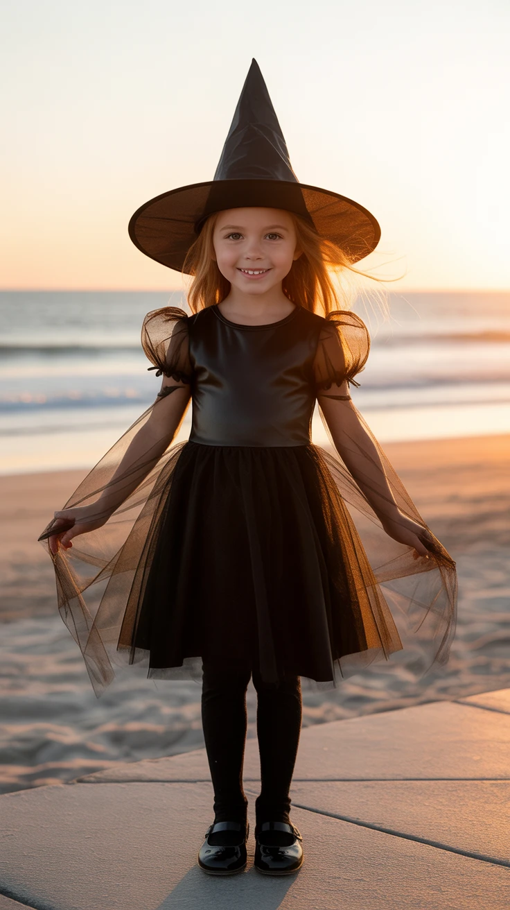 Witch costume, black dress and hat