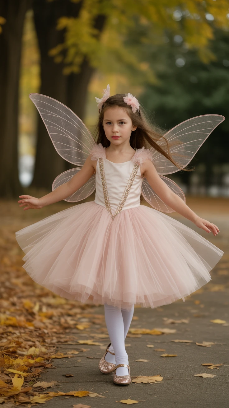 Fairy costume, pink tutu and wings