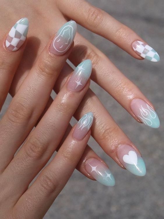 Whimsical light blue patterns, playful charm