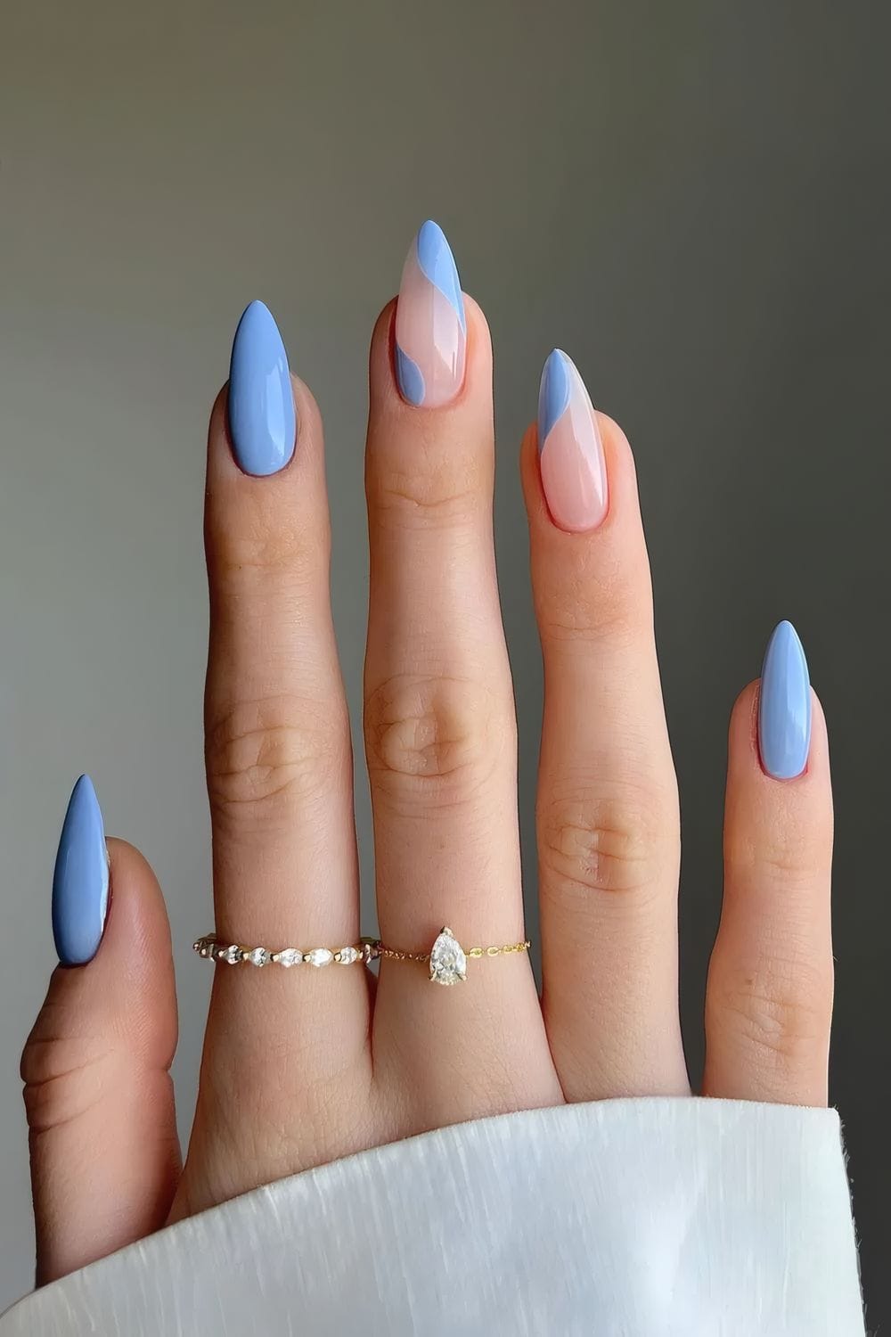 Pastel geometric nails, subtle sophistication