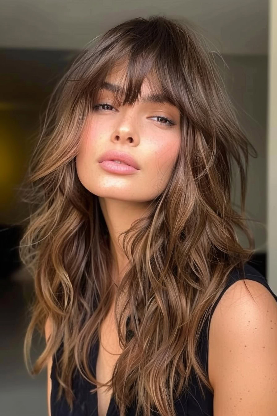 Textured waves with long bangs