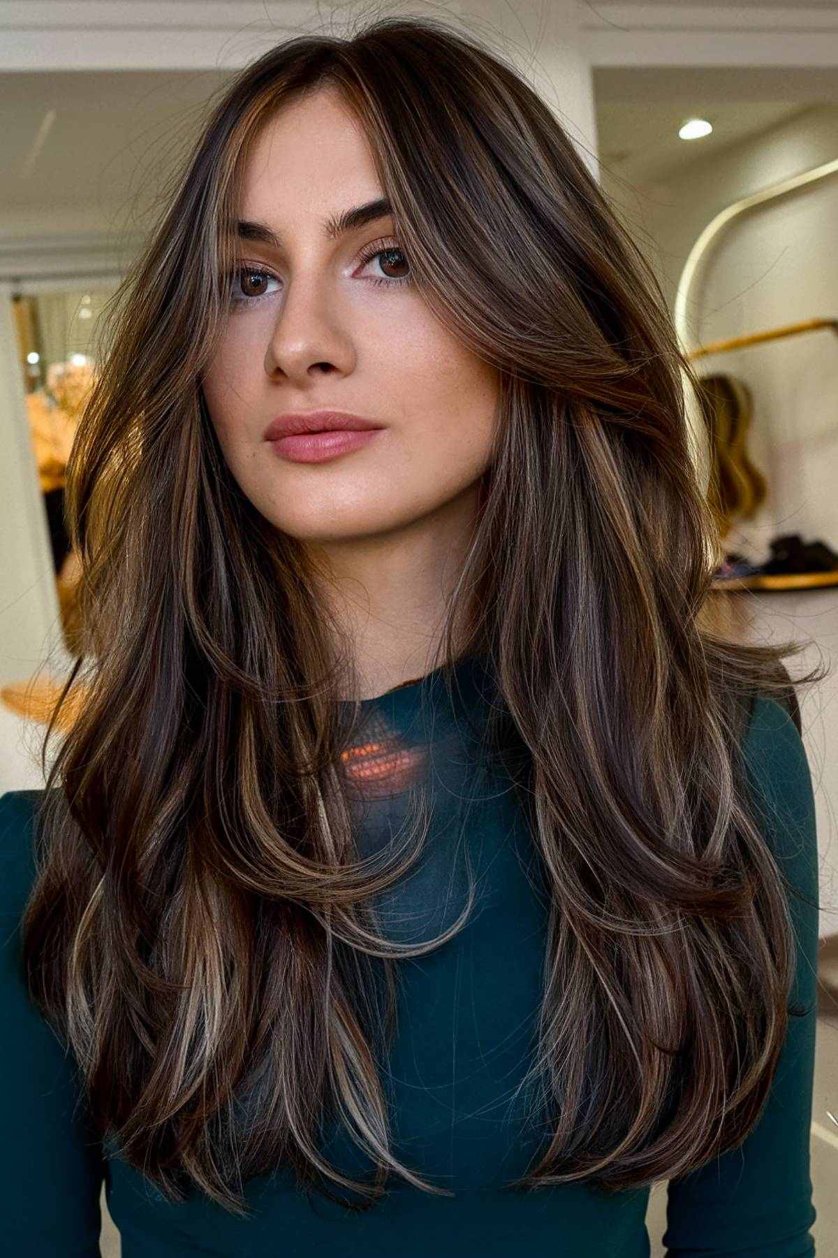 Voluminous layers with subtle balayage