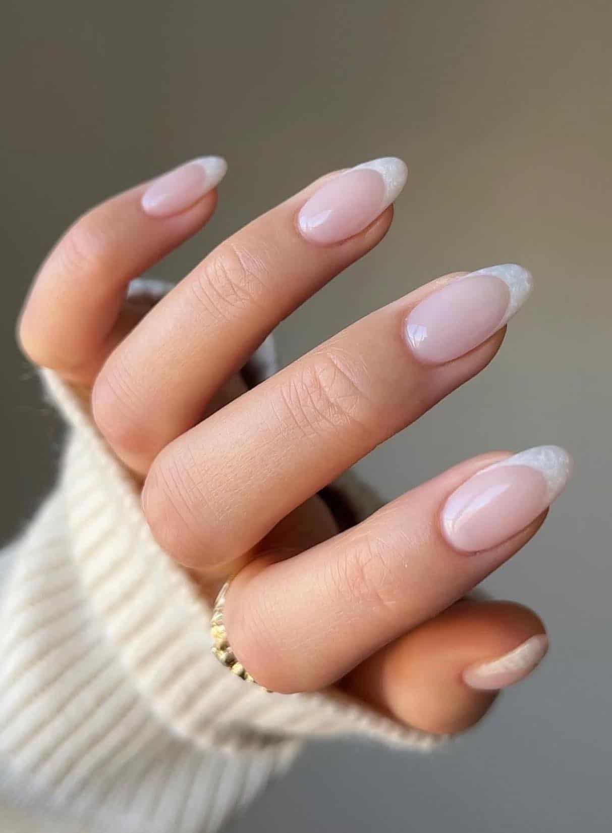 French tip almond nails, classic and chic