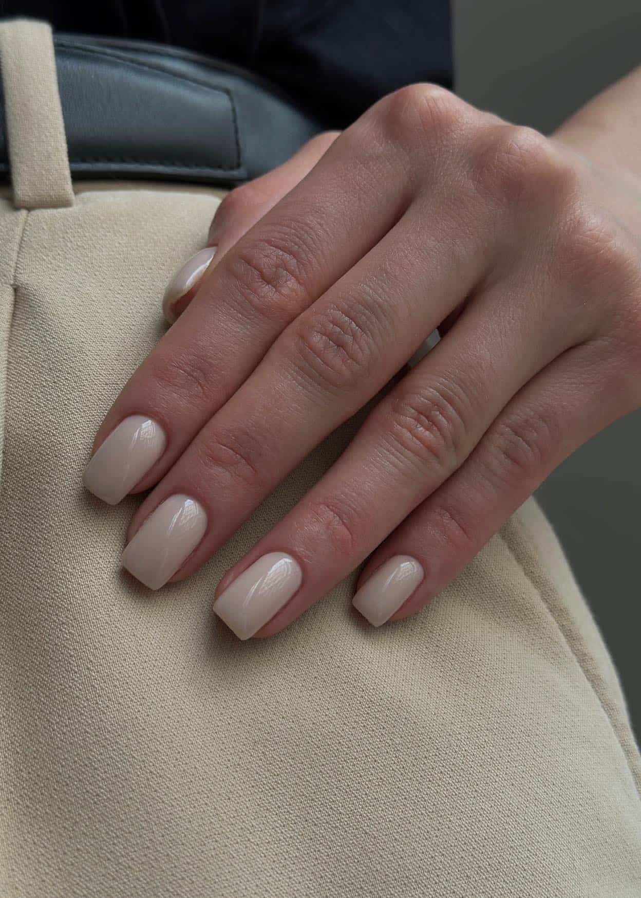 Beige square nails, neutral and professional