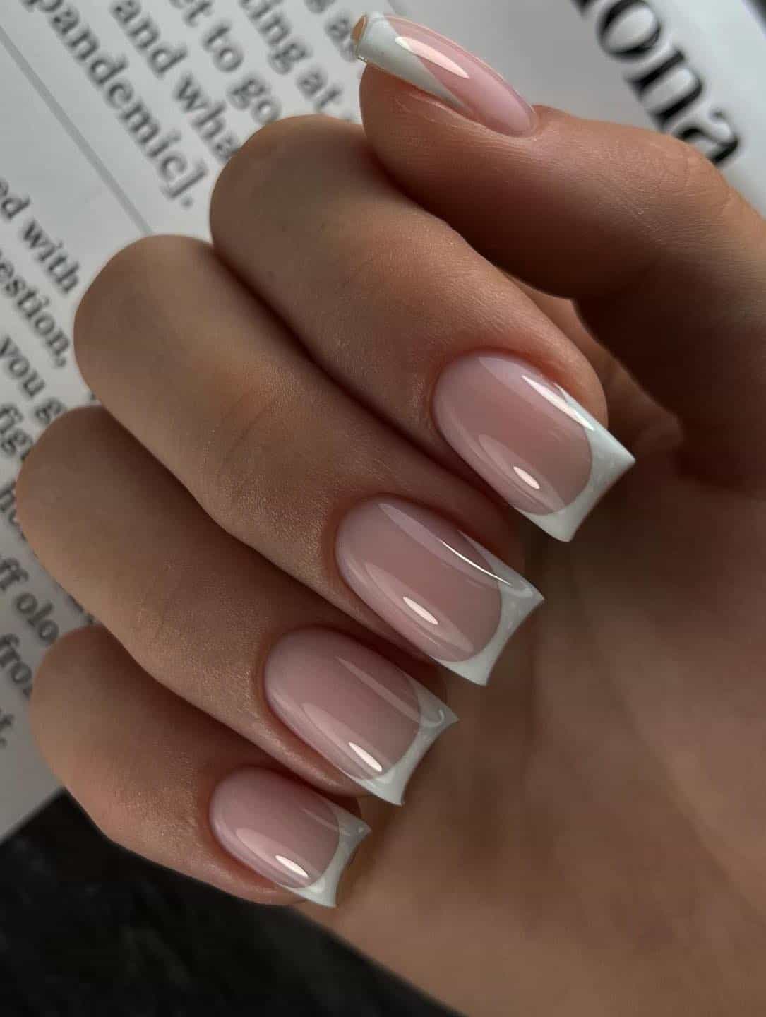 Classic French square nails, timeless and chic