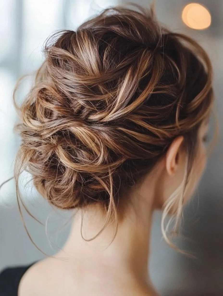 Elegant tousled updo for medium hair