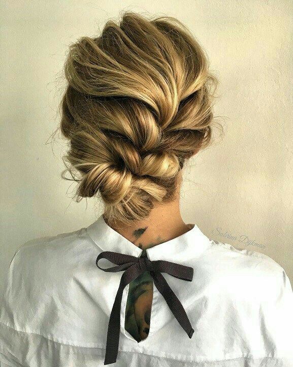 Twisted low bun hairstyle