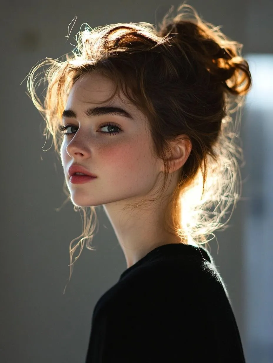 Effortless messy bun with volume and texture
