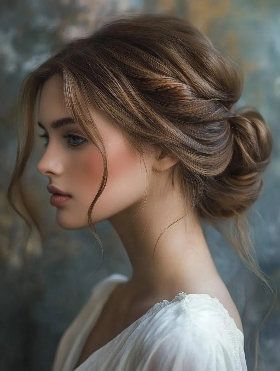 Romantic twisted updo with volume