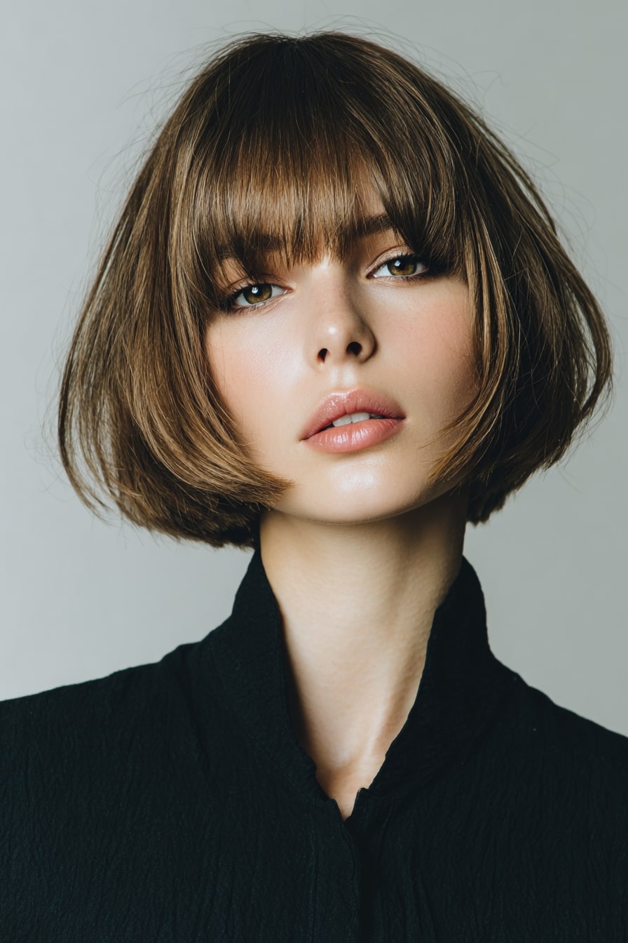 Chic bob with blunt bangs
