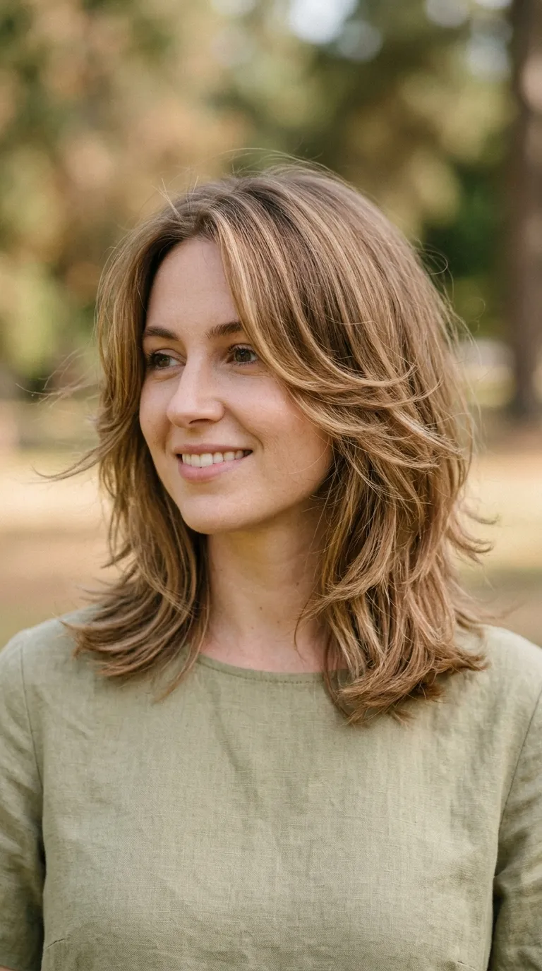 Textured shag with curtain bangs