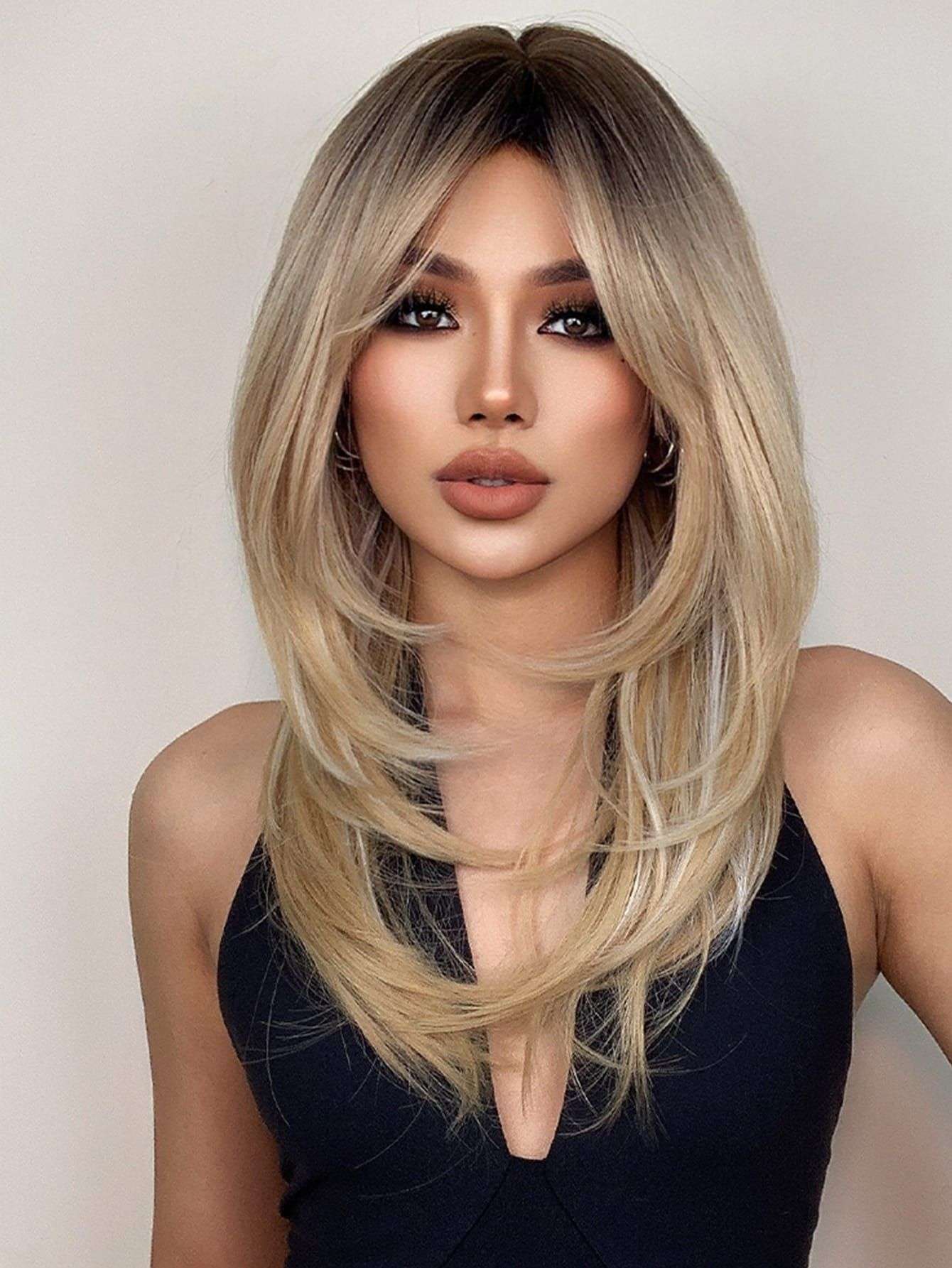 Layered cut with curtain bangs